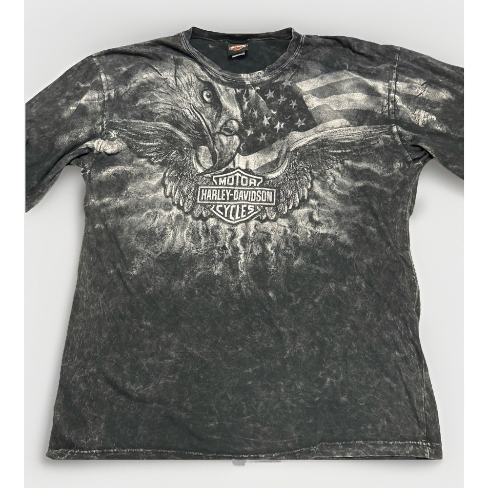 Harley-Davidson Black & Gray Eagle Flag Long Sleeve Tee - Picture 3 of 9
